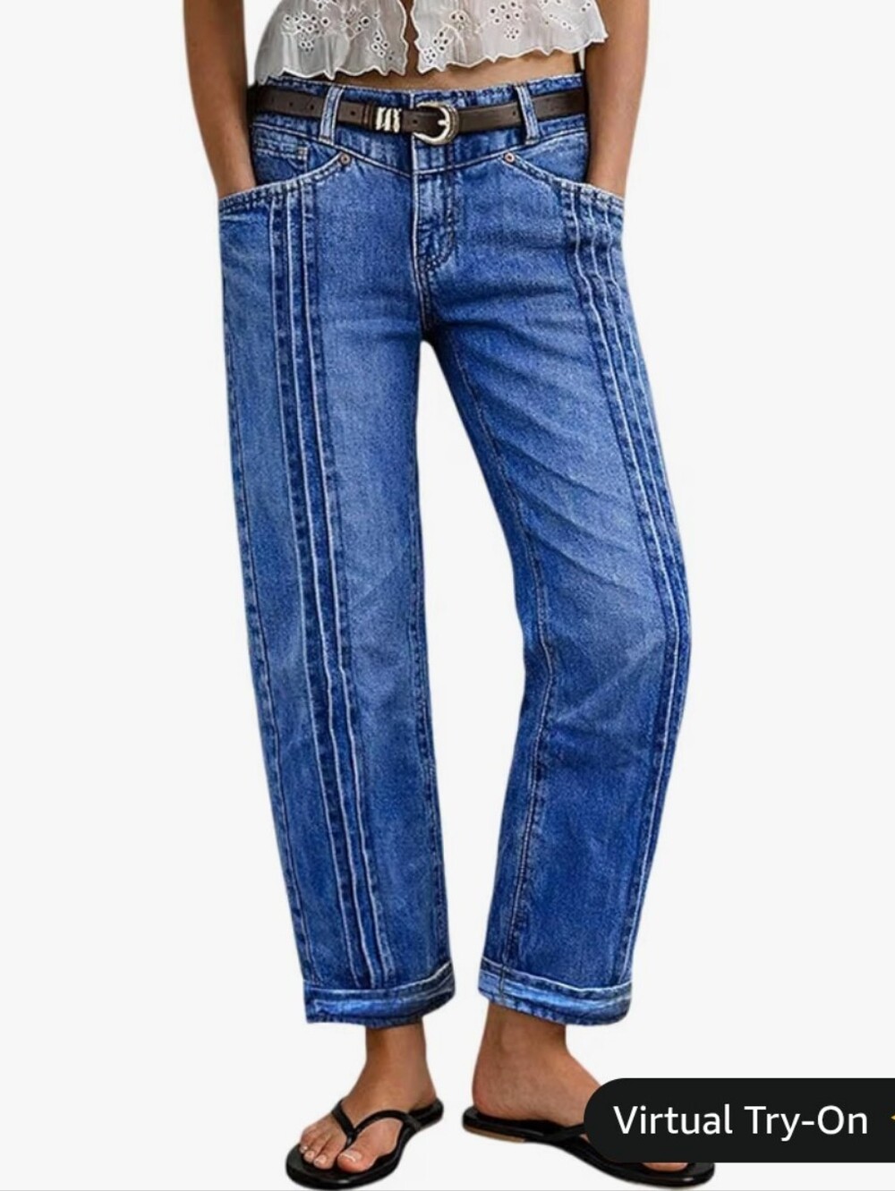 Flamingals High Waist Crop Straight Leg Loose Fit JeanS NWT